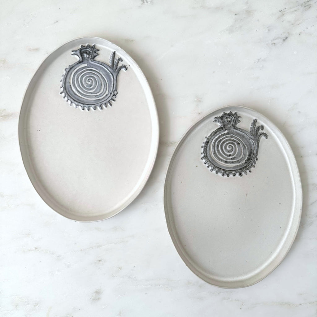 set of 2 | rooster plates